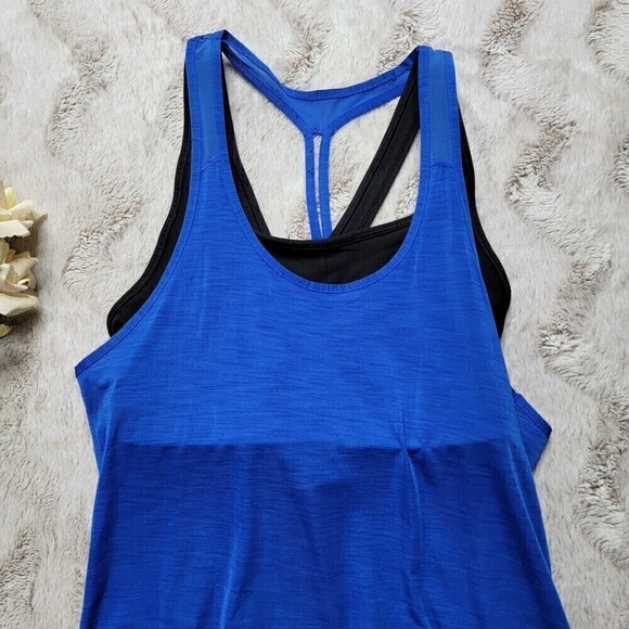 Athleta Box Jump Tank Top Blue With Black Built In Bra Size S - Picture 4 of 14